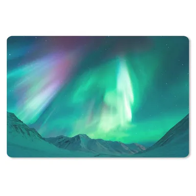 Produktbild von MuchoWow® Mauspad Mousepad Nordlichter - Berg - Schnee 27x18 cm - Mousepads - Maus Mat - Pad - Mausunterlage - Büroartikel - Desk Matten