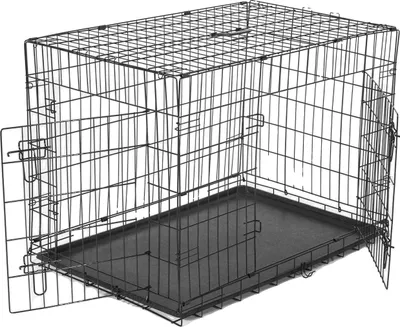 Productafbeelding van Transportbox voor huisdieren, opvouwbaar design, metalen constructie, zwart
