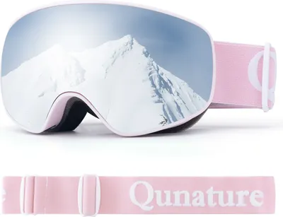 Zdjęcie produktu dla Qunature Gogle Narciarskie Młodzieżowe Gogle Snowboardowe Gogle Narciarskie OTG Anti-Fog Ochrona UV Gogle Narciarskie Unisex Różowe
