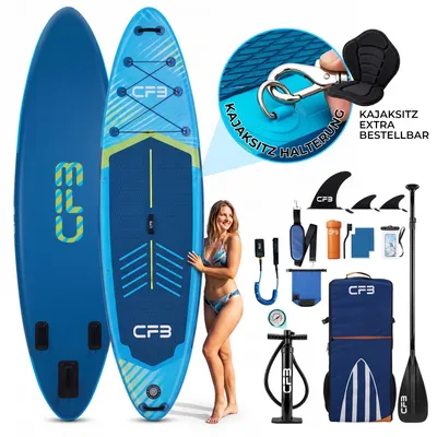 Produktbild von SUP-Board 320x84x15 cm, Bis zu 160 kg, extra breites iSUP, Aufblasbares Stand Up Paddle Board mit Paddel, Pumpe, Rucksack, für Anfänger und Erwachsene