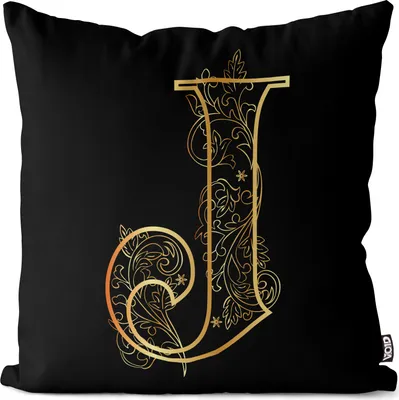 Produktbild von VOID J Buchstabe Floral Vintage Kissenbezug Kissenhülle Sofakissen Kissen Deko Outdoor-Kissen Dekokissen