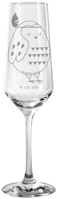 Produktbild von Mr. & Mrs. Panda Trinkglas Eule Federschmuck - Transparent - Geschenk, Waldtiere, Sektglas mit Gravur, Glas, Owl, Proseccoglas, Dekoration, Abenteuer, Entspannt
