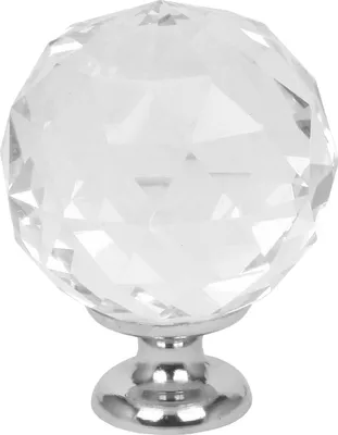 Image de Domino Elegante Crystal Palace Bouton de meuble 30mm en chrome & blanc |Boutons en cristal, design en verre robuste |Boutons de meuble | Style glamour | Parfait pour les armoires et les commodes