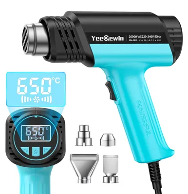 Heißluftpistole 2000 W, 50-650 °C, LCD-Display, Überhitzungsschutz