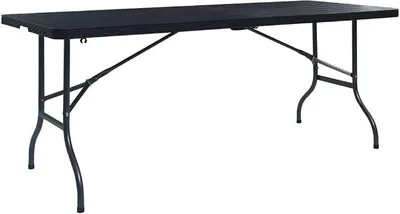 Produktbild von Gartentisch Klappbar Schwarz 180×75×72 cm HDPE Rattan-Optik Klappbar Campingtisch Buffettisch Picknicktisch Koffertisch