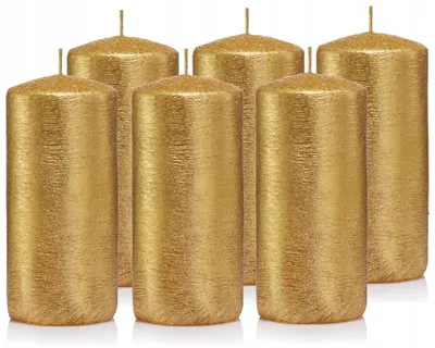 Produktbild von Drobo Zylinderkerzen Set 6 Stück Gold Glitzer