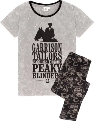 Image de Peaky Blinders - Pyjama avec pantalon long pour femme NS6572 (L) (Noir/Gris)