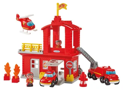 Image de Caserne de pompiers Ecoiffier Abrick avec 3 véhicules