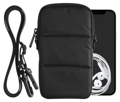 Produktbild von kwmobile Handytasche zum Umhängen für XL - 6,7/6,8" - gesteppte Umhängetasche mit Reißverschluss - Innenmaße 17,2 x 8,4 cm - Schwarz
