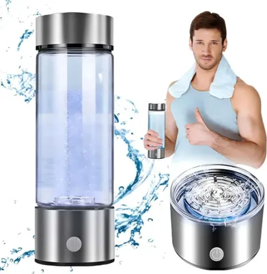 Produktbild von Wasserstoff Wassergenerator 420ml Wasserflasche, PEM Technologie Hydrogen Wasserstoffreiche Generator, USB Wiederaufladbar Wasserstoff-Wasserflasche