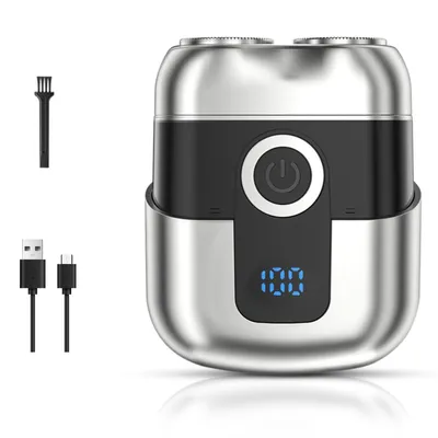 Image de Mini rasoir électrique pour hommes avec indicateur LED, rasoir électrique étanche IPX6 pour hommes, mini rasoir électrique portable silencieux et lavable, Shaver Men