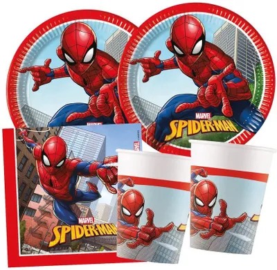 Produktbild von Spiderman Crime Fighter Partyset zum Kindergeburtstag 52 tlg.