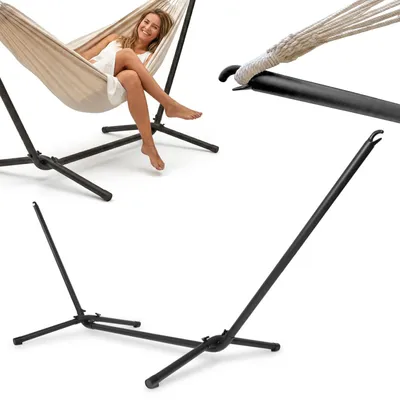 Produktbild von Hängemattenständer aus Stahl - freistehend, schwarz, für Gartenhängematte 200 x 150 cm, robust, stabil, Terrasse, Veranda