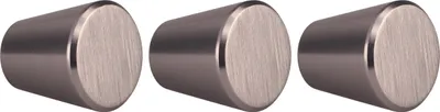 Immagine prodotto di Natural Goods Berlin maniglie per mobili rotonde KEGEL, pomelli per mobili con ⌀25mm, pomelli per armadi adatti a spessori di ante di 15-22mm, maniglie per armadi da cucina, cassettiere, credenze ecc., aspetto acciaio inox, 3 pezzi