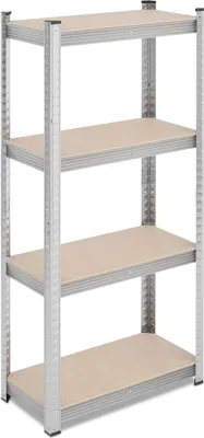 Image de 2 rayonnages pour charges lourdes, H x l x P : 138 x 60 x 30 cm, 200 kg, acier, 4 niveaux, rayonnage de rangement, cave, garage, à assembler, argent