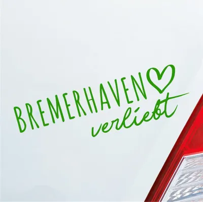 Produktbild von Auto Aufkleber Bremerhaven verliebt Herz Stadt Heimat Liebe Car 19x6 cm Hellgrün Sticker Heckscheibenaufkleber