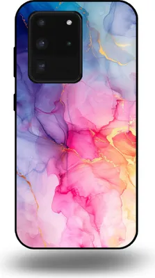 Produktbild von Smartphonica Handytasche passend für Samsung Galaxy S20 Ultra mit Marmordruck - TPU Rückseitenschutzhülle Marmordesign - Regenbogen