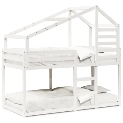 Image de vidaXL Lit superposé avec toit blanc 80x200 cm pin massif