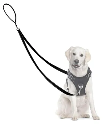 Produktbild von Anti-Zug Hundegeschirr mit reflektierender Doppelleine für große und mittlere Hunde, Schwarz