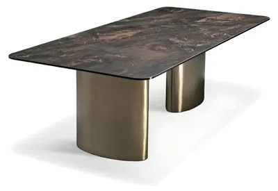 Immagine prodotto di Tavolo da pranzo sala da pranzo legno tavoli da pranzo stile moderno design marrone acciaio inox