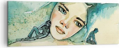Produktbild von Bild auf Leinwand - Leinwandbild - Einteilig - Aquarell Frau Emotionen - 140x50cm - Wand Bild - Wanddeko - Wandbilder - Leinwanddruck - Bilder - Wanddekoration - Leinwand bilder - AB140x50-4858