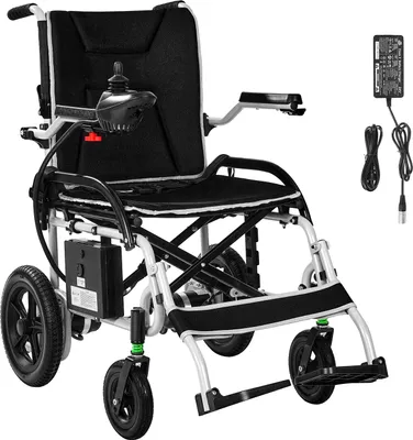 Zdjęcie produktu dla SucceBuy Składany elektryczny wózek inwalidzki, zasięg 19 km, skuter medyczny o udźwigu do 100 kg, elektryczny wózek inwalidzki z oponami 30,5 cm, idealny dla seniorów i osób o ograniczonej sprawności ruchowej, łatwy w transporcie