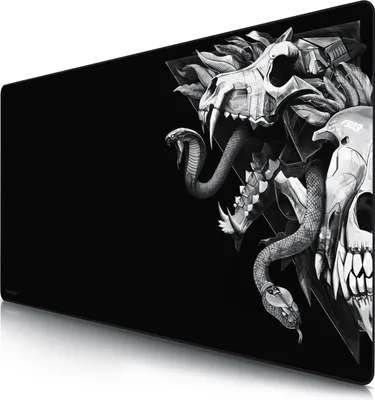 Produktbild von Titanwolf Mauspad, 1200 x 600 mm, Gaming, Wolf Skull Design, XXXL, für Geschwindigkeit & Präzision, aus Stoff, Mikrofaser, Gummi, 3 mm dick, abwaschbar