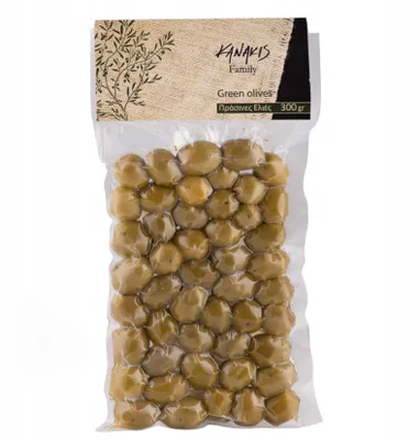 Zdjęcie produktu dla Kanakis | Zielone oliwki - 300 G - Z pestką - Gorzkie, słodkie i wytrawne - Ręcznie zbierane oliwki