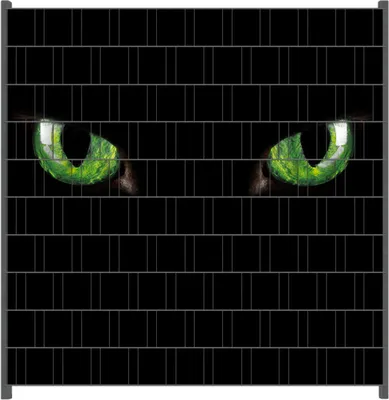 Produktbild von Wallario Zaunsichtschutz mit Motiv Grüne Katzenaugen bei Nacht für Ein- und Doppelstabmatten Zäune in der Größe 200 x 200 cm