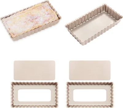 Obrázek produktu pro CANDeal Sada 4 kusů mini pánví na quiche, obdélníková, s odnímatelným dnem 10,2 cm, nepřilnavá těžká ocel