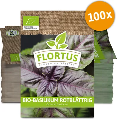 Produktbild von Basilikum rotblättrig (100 Tütchen) |  Basilikumsamen von FLORTUS