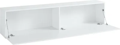 Produktbild von Fernsehschrank Dbarell, Niedriges Sideboard für Wohnzimmer, Sockel für TV-Möbel, 100 %  Italy, cm 180x30h40, weiß glänzend