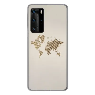 Produktbild von MuchoWow® Handyhülle Schutzhülle Hülle für Huawei P40 Pro Weltkarte - Seil - Braun Silikon Softcase Handy Hülle - Schutz