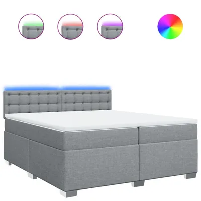 Produktbild von Boxspringbett mit Matratze Hellgrau 200x200 cm Stoff