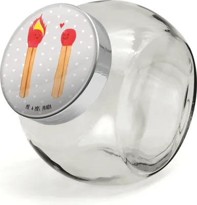 Produktbild von Mr. & Mrs. Panda Teedose Streichhölzer XL 2000ml - Grau Pastell - Geschenk, Liebesbeweis, Vorratsbehälter, gewürzglas, Bonboniere, Hocheitstag, Vorratsdose, Kaffeedose