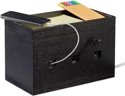 Produktbild von Kabelbox Bambus schwarz