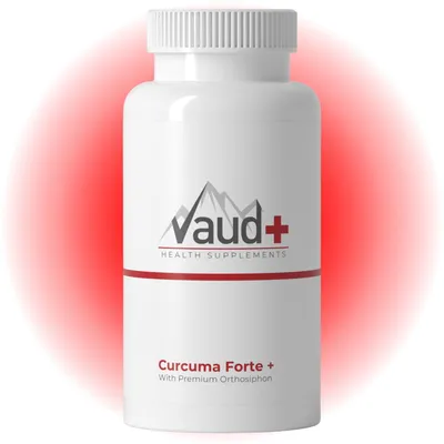 Produktbild von Vaud Curcuma Forte - Kurkuma Kapseln 600 mg - Mit Orthosiphon (Java Tee) - Unterstützt Gelenke und Verdauung - Hilft bei Muskelsteifheit