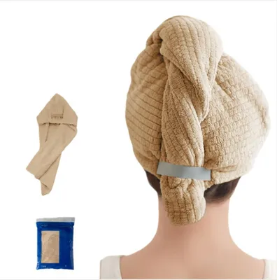 Obrázok produktu pre INF Super Absorpčný Rýchloschnúci Koralový Fleece Sušiaci Klobúk na Vlasy kávu