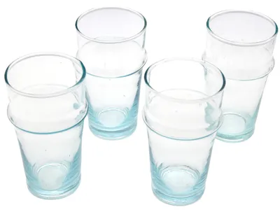 Produktbild von Dessertgläser 4er-Set, mundgeblasen, 0,3 L, 13 cm, transparent mit Blauschimmer