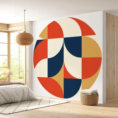 Produktbild von Runde Tapete / Kreis - Lumaléa - Geometrisches Muster - Standardpapier 170 g, abwaschbar - Durchmesser 130 cm