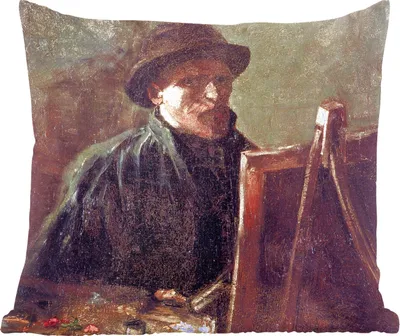 Produktbild von MuchoWow® Zierkissen Sofakissen Wohnzimmer Dekokissen 50x50 cm Selbstbildnis als Maler - Vincent van Gogh - Komfort - Sofakissen