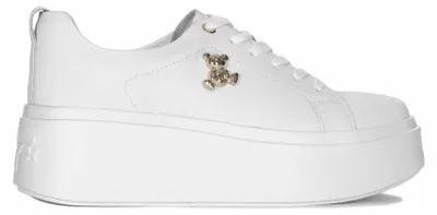 Produktbild von Damen Plateau-Sneaker Weiß DP624625WH mit Teddybär 5 cm Plateauhöhe G-Weite