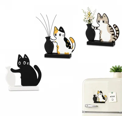 3er-Set magnetische Katzenvase aus Acryl, Kühlschrank-Deko