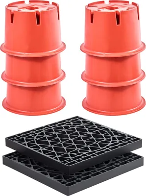 Immagine prodotto di VEVOR Blocchi per rimorchi, altezza 8", capacità di 2000 libbre, kit di livellamento per camper da 8 pezzi - 6 blocchi di livellamento per camper e 2 tappetini, accessori per camper per rimorchi da viaggio, camper a 5 ruote di classe A/C