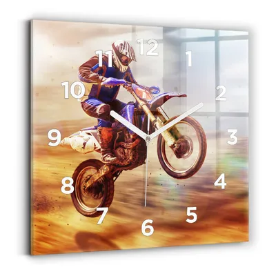 Obrázok produktu pre Wallfluent Hodiny - Sklenené Nástenné Hodiny - Tichý Quartz Strojček - Nástenná Dekorácia Spálňa Kuchyň - Biele Ruky - 30x30 cm - Endurotocross