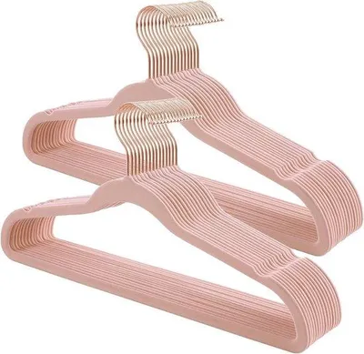 Productafbeelding van Famanu set van 30 kledinghangers - Roze rosé goud, ruimtebesparend en stabiel