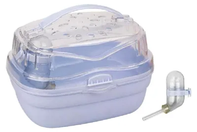 Produktbild von Transportbox für Hamster, Tragkäfig für Kleintiere, Tragbarer Reisekäfig mit Wasserflasche, Meerschweinchen-Tragetasche