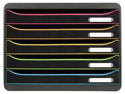 Image de Exacompta Module de classement BigBoxPlus 5tiroirs Glossy Noir/arlequin 308914D