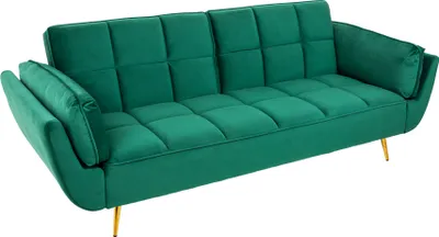Produktbild von riess-ambiente Retro Schlafsofa BOUTIQUE 213cm smaragdgrün Samt 3-Sitzer mit goldenen Füße Funktionssofa