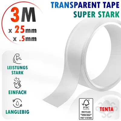 Produktbild von Transparent Tape Extra Stark - 3m x 25mm x 0,5mm